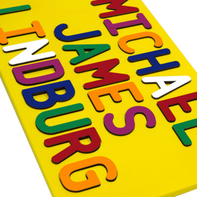 Primary Yellow Painted Base Personalized Three Name Puzzle