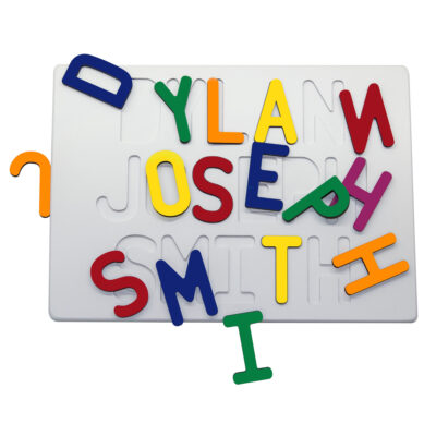 White Painted Base Personalized Three Name Puzzle